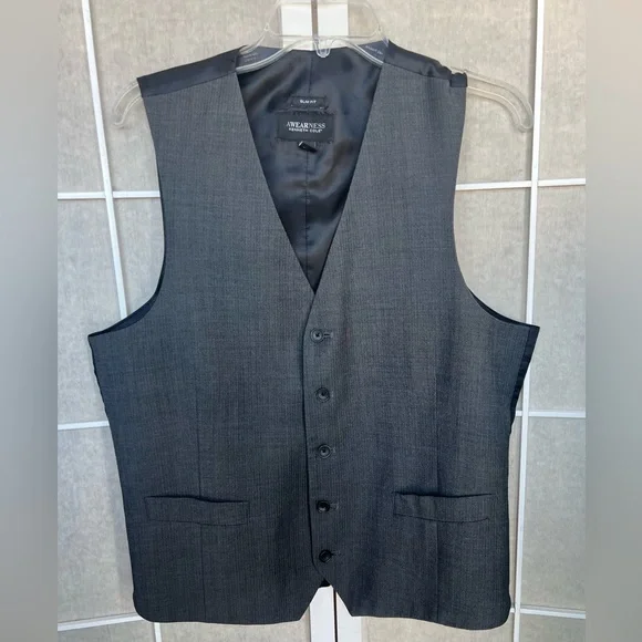 KENNETH COLE Men's Awearness Gray Vest Size Medium Slim Fit 💕 - Picture 2 of 6